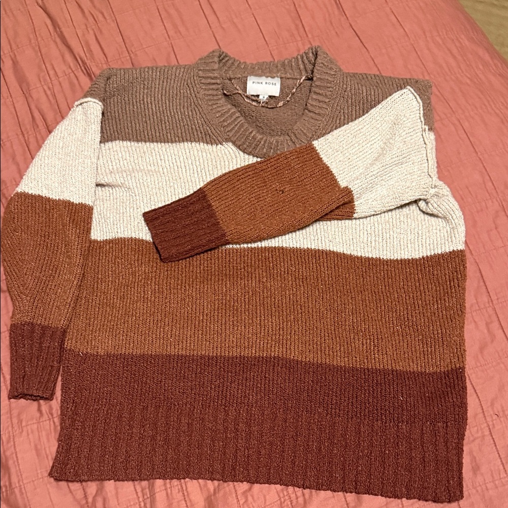 Pink Rose Multitone Crewneck Sweater